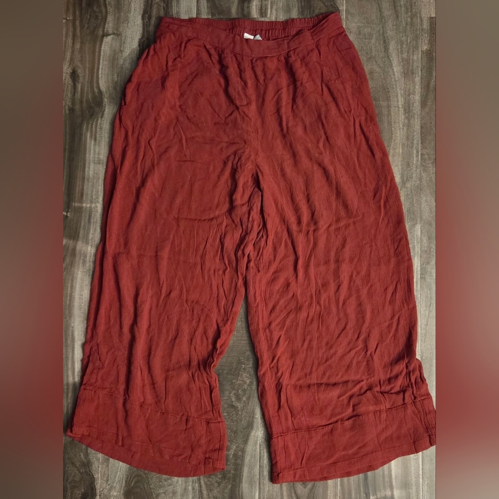 RD Style Burgundy Wide-Leg Pants